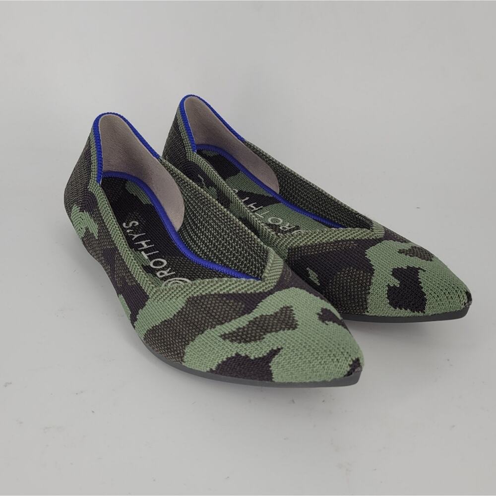 Rothys Olive Green Camo Pointed Toe Flats 7